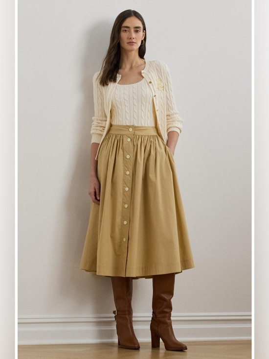 Lauren Ralph Lauren Dresses & Skirts - Lauren Ralph Lauren Button-Front Cotton Blend Midi Skirt